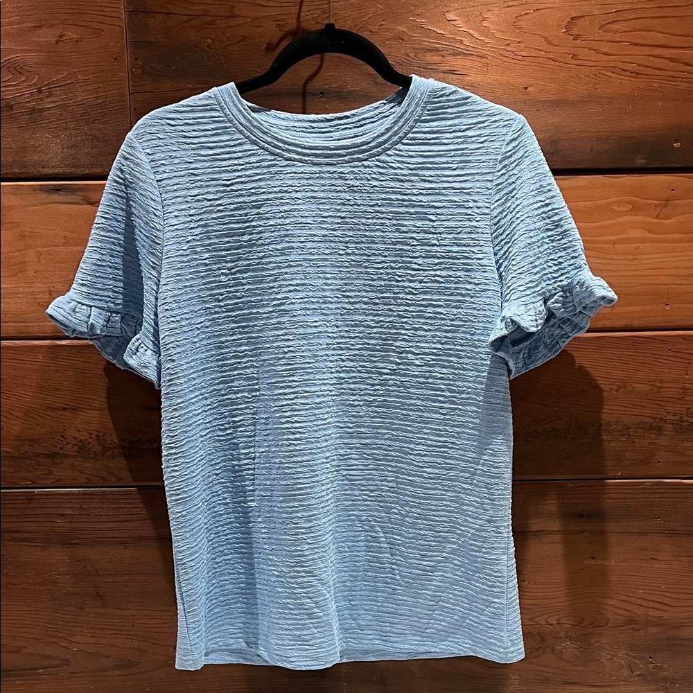 🔥‼️SHEIN Blue Textured Short Sleeve Top‼️🔥